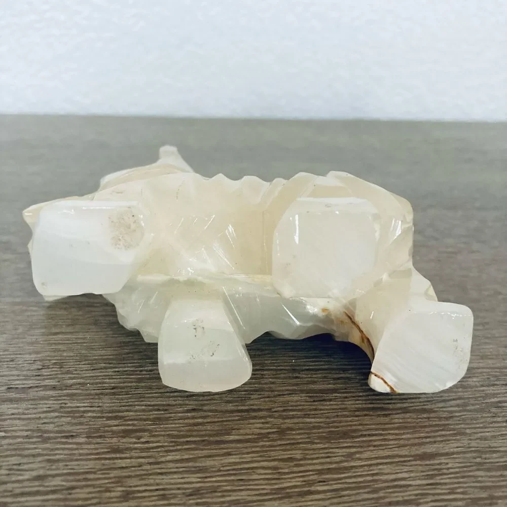 Vintage Carved Ivory Marble Tan Schnauzer Dog Figurine